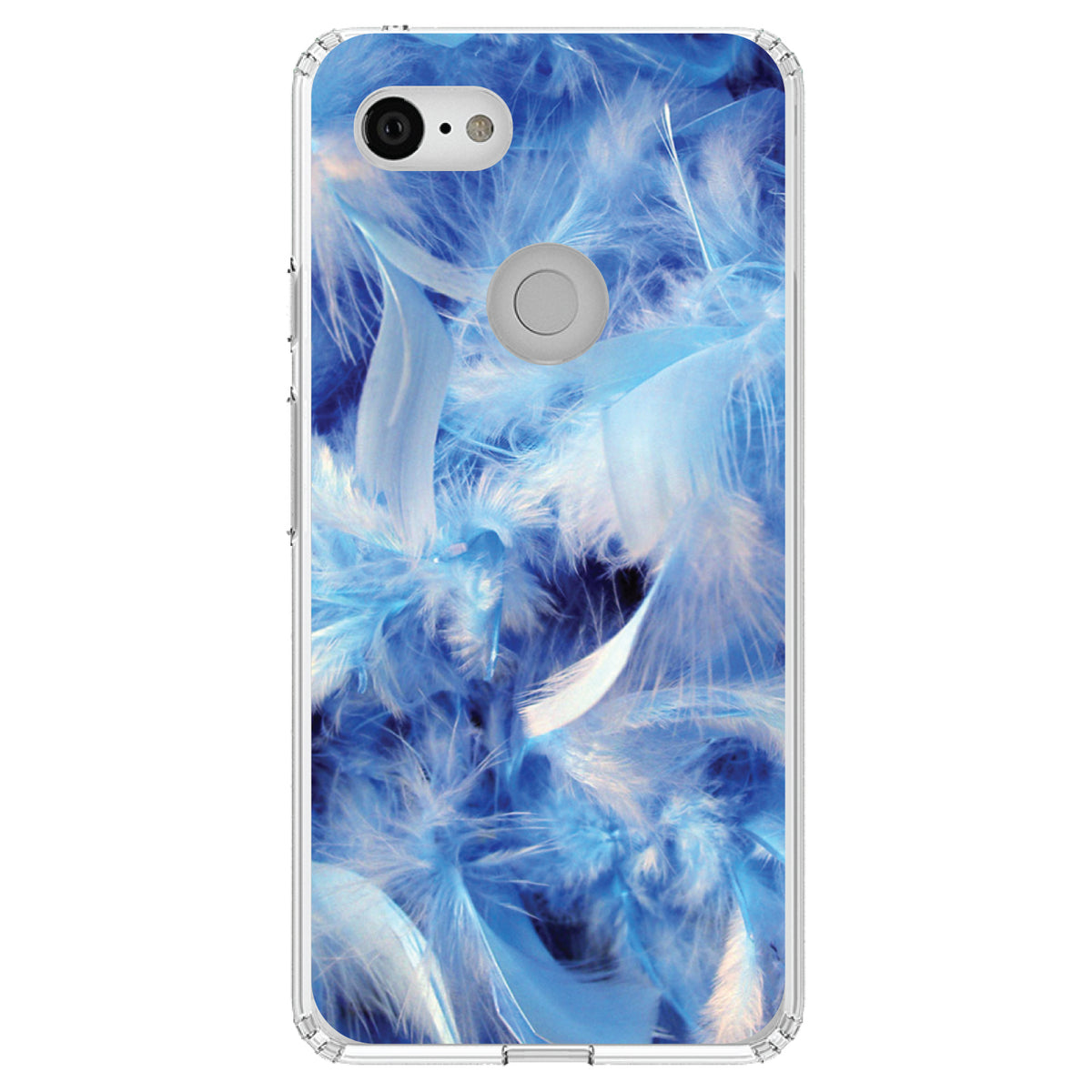 Blue Feathers Clear Shockproof iPhone Case, view 21