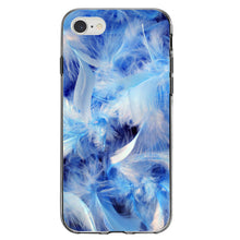 DistinctInk® Clear Shockproof Hybrid Case for Apple iPhone / Samsung Galaxy / Google Pixel - Blue Feathers