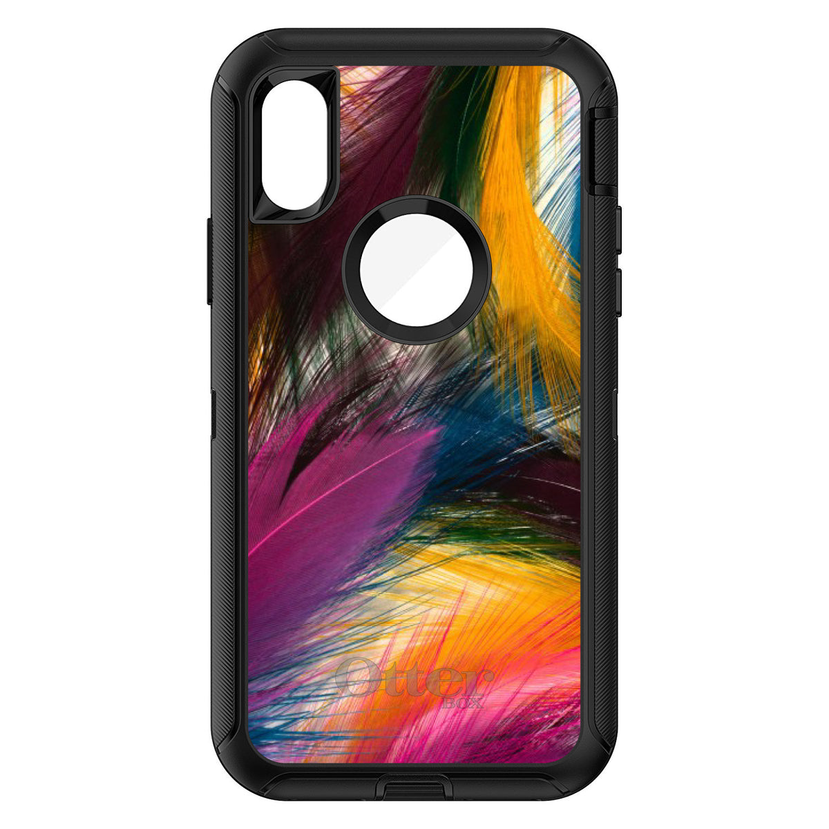 Multi Color Feathers OtterBox Defender Case for iPhone & Galaxy, view 3