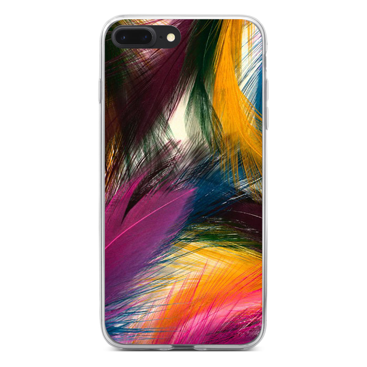 Multi Color Feathers Clear Shockproof iPhone Case, view 6