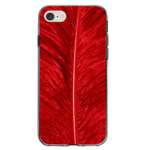 DistinctInk® Clear Shockproof Hybrid Case for Apple iPhone / Samsung Galaxy / Google Pixel - Red Feather Texture