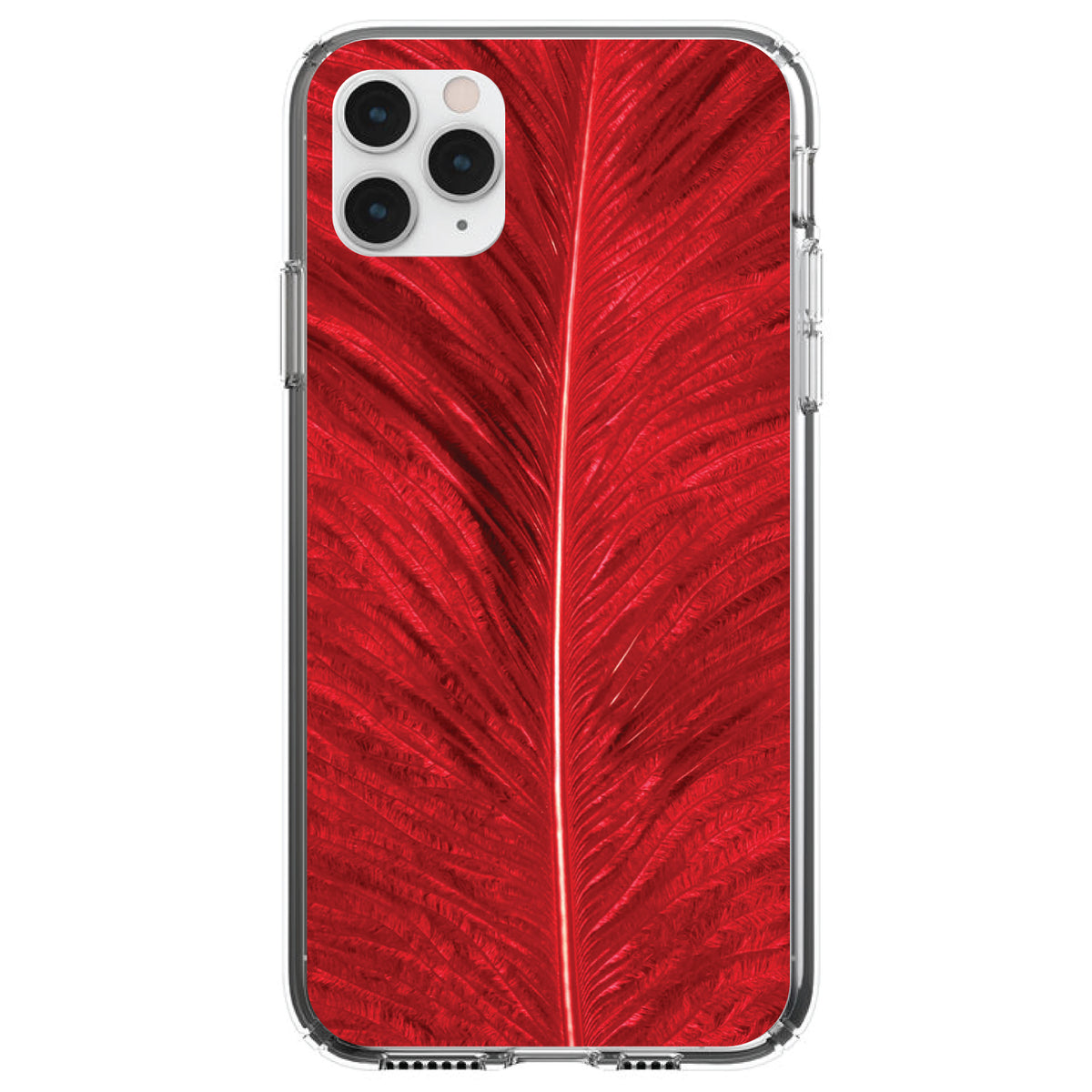 Red Feather Texture Clear Shockproof iPhone Case