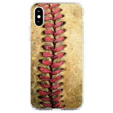 DistinctInk® Clear Shockproof Hybrid Case for Apple iPhone / Samsung Galaxy / Google Pixel - Old Baseball Stitch