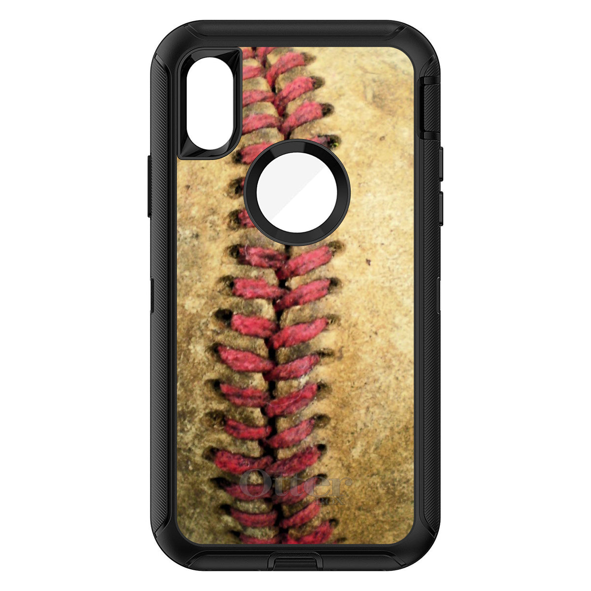 Old Baseball Stitch OtterBox Defender Case for iPhone & Galaxy, view 3