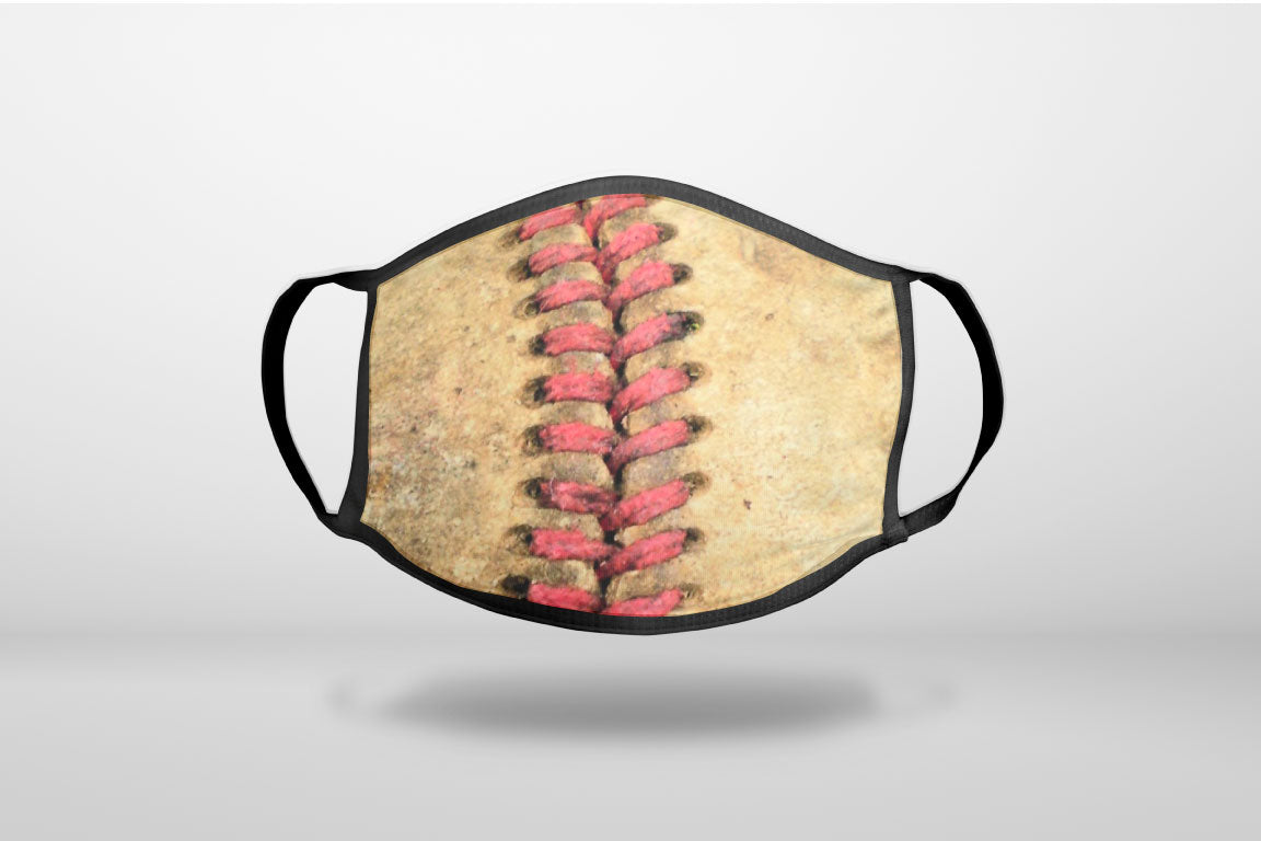 Old Baseball Stitch - 3-Ply Reusable Soft Face Mask Covering, Unisex, Cotton Inner Layer