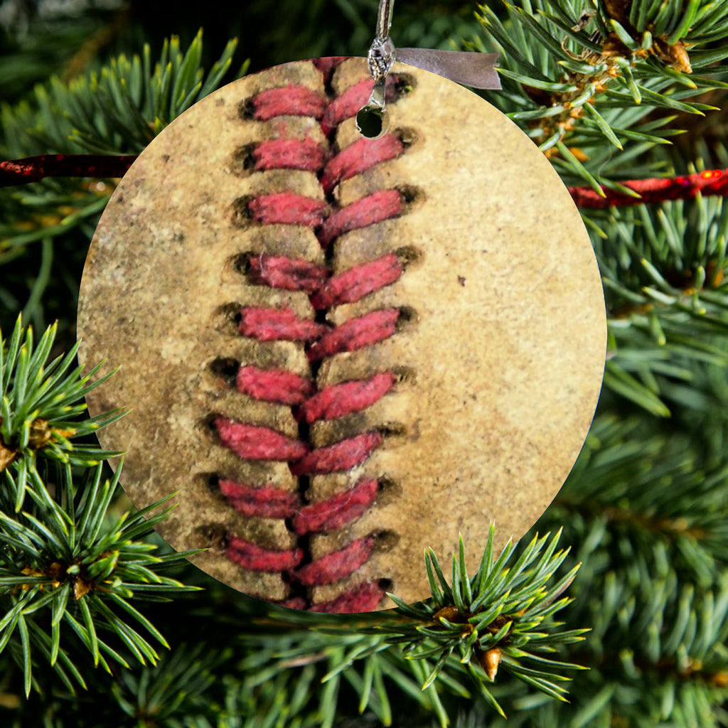 Old Baseball Stitch Ceramic Ornament, view 2