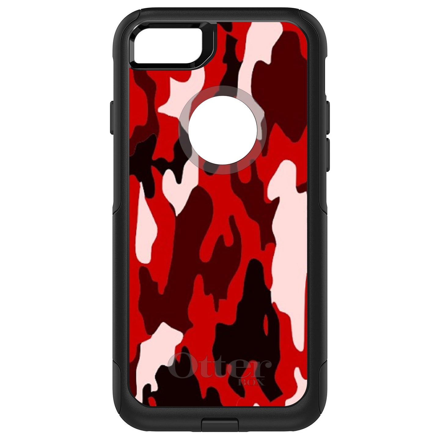 DistinctInk™ OtterBox Commuter Series Case for Apple iPhone or Samsung Galaxy - Red Black Camouflage