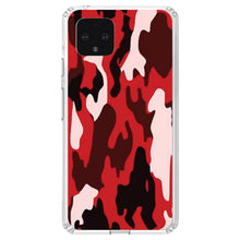 DistinctInk® Clear Shockproof Hybrid Case for Apple iPhone / Samsung Galaxy / Google Pixel - Red Black Camouflage