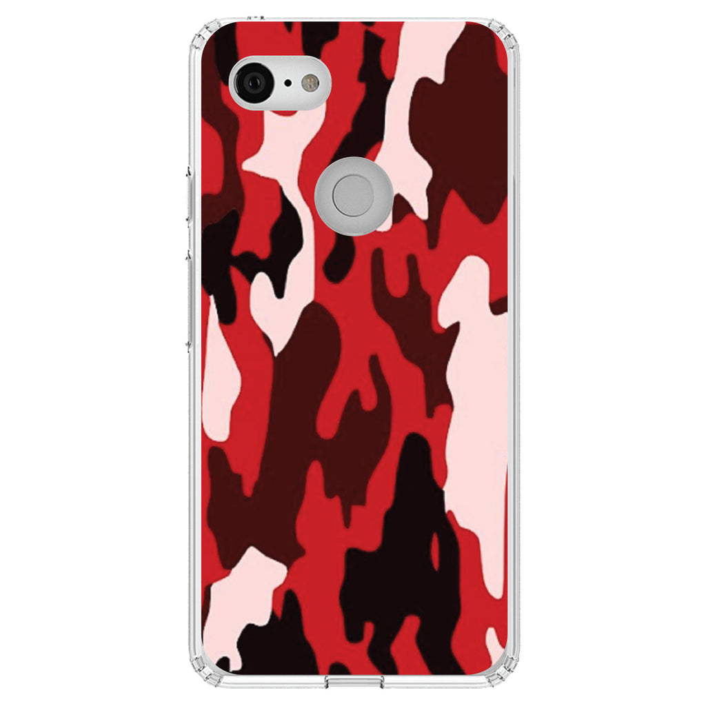 Red Black Camouflage Clear Shockproof iPhone Case, view 22
