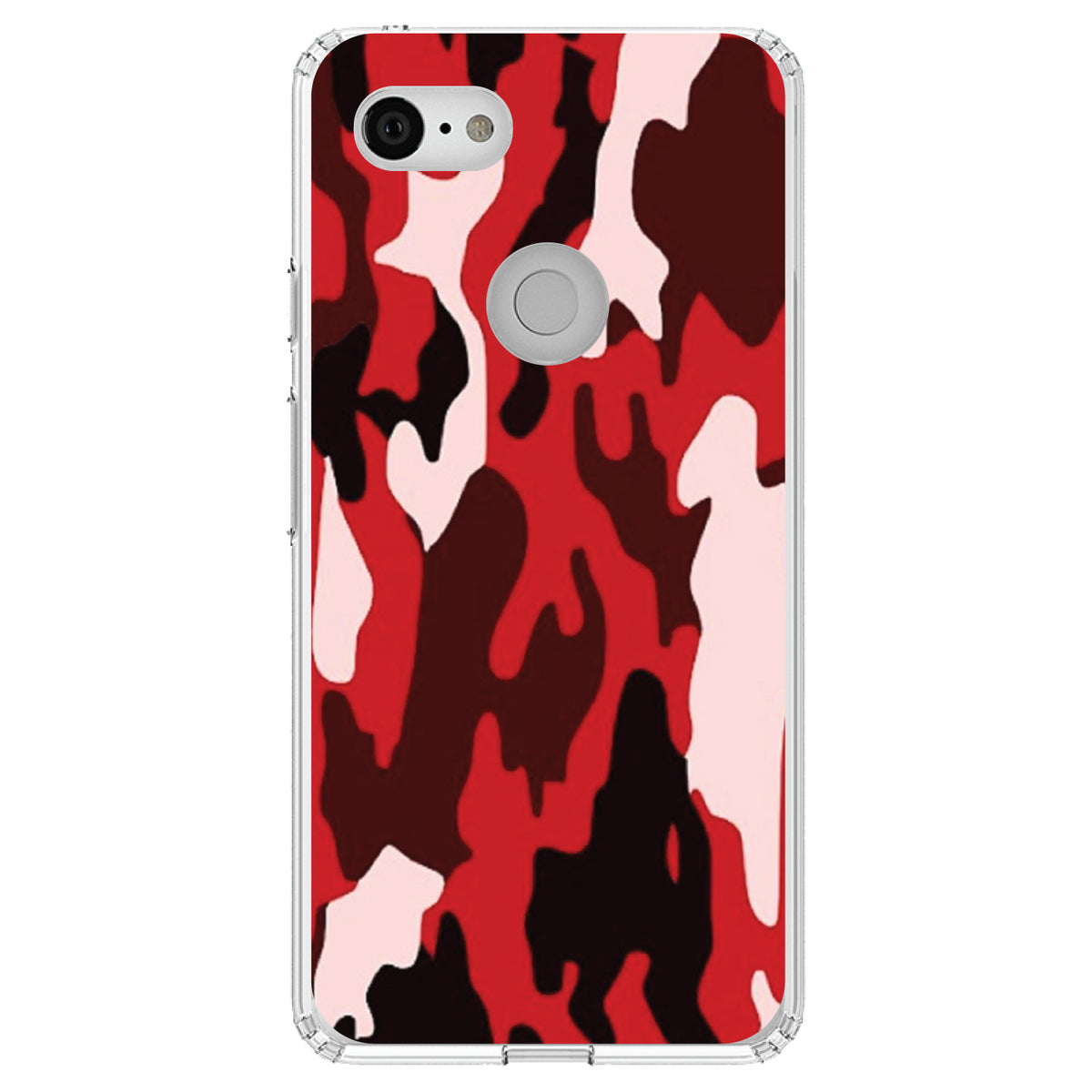 Red Black Camouflage Clear Shockproof iPhone Case, view 22