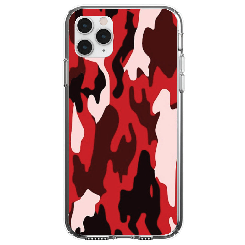 Red Black Camouflage Clear Shockproof iPhone Case