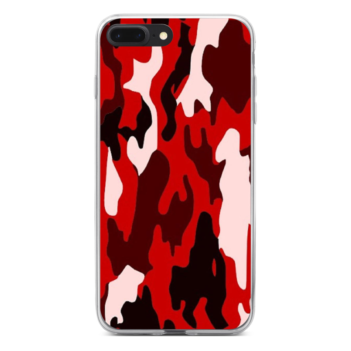 Red Black Camouflage Clear Shockproof iPhone Case, view 6