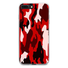 DistinctInk® Clear Shockproof Hybrid Case for Apple iPhone / Samsung Galaxy / Google Pixel - Red Black Camouflage