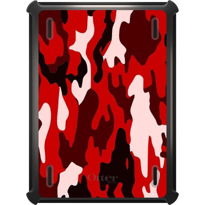 DistinctInk™ OtterBox Defender Series Case for Apple iPad / iPad Pro / iPad Air / iPad Mini - Red Black Camouflage