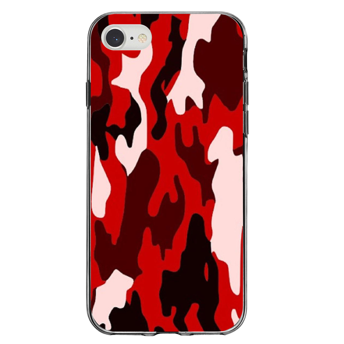 Red Black Camouflage Clear Shockproof iPhone Case, view 5
