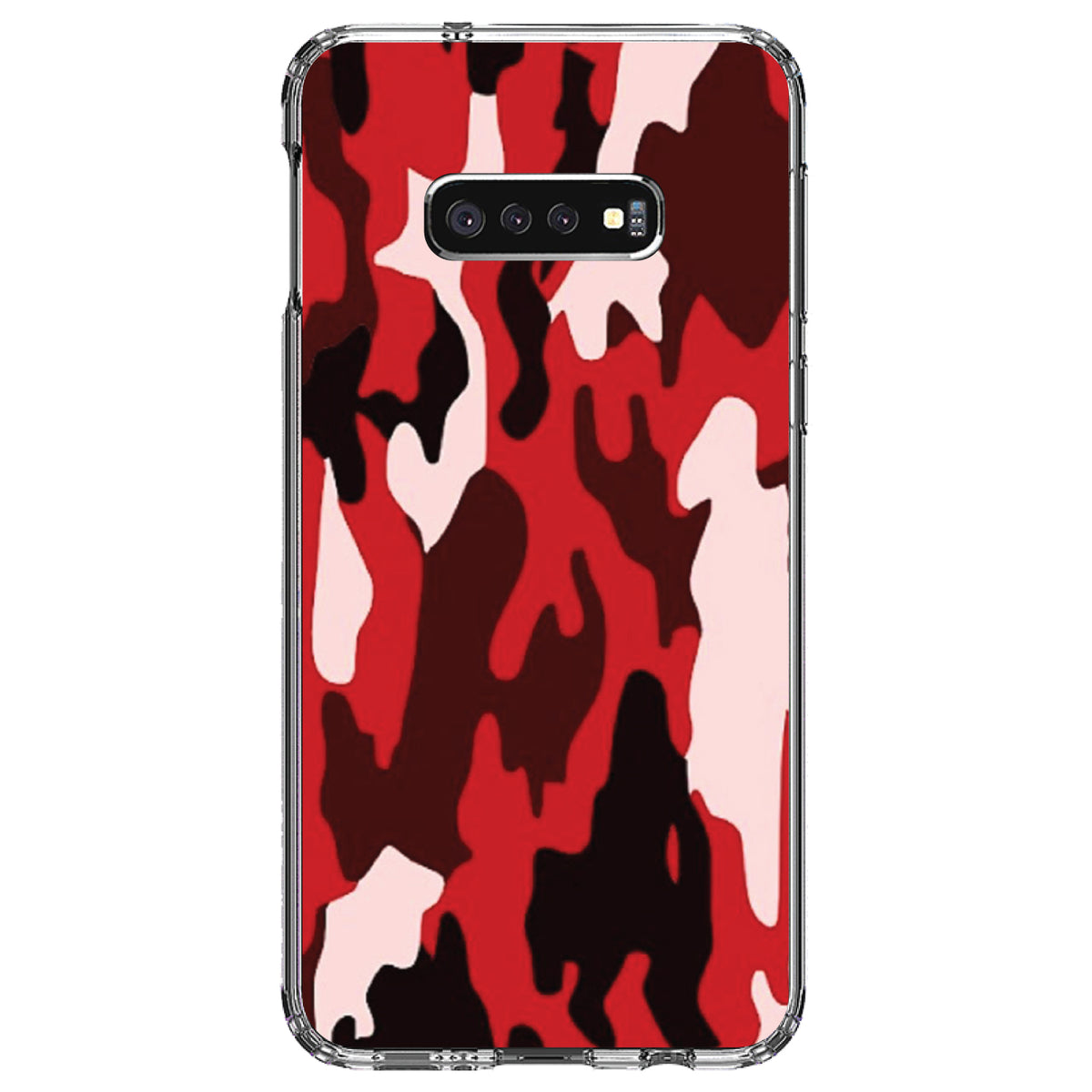 Red Black Camouflage Clear Shockproof iPhone Case, view 18