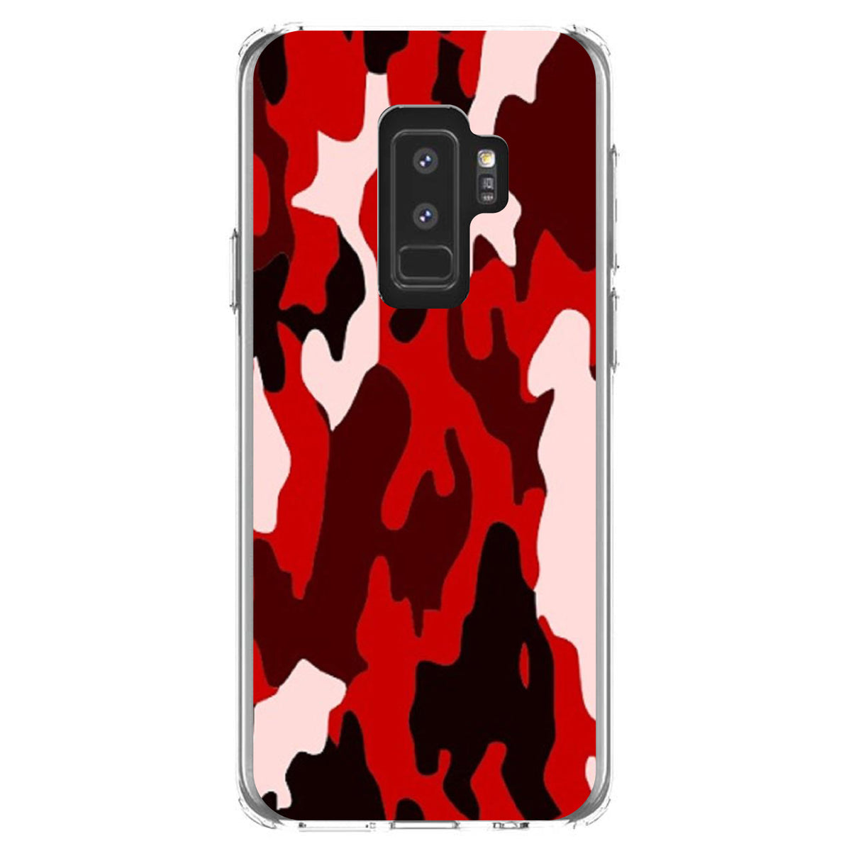 Red Black Camouflage Clear Shockproof iPhone Case, view 20