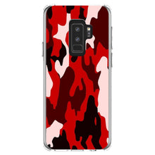 DistinctInk® Clear Shockproof Hybrid Case for Apple iPhone / Samsung Galaxy / Google Pixel - Red Black Camouflage