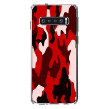 DistinctInk® Clear Shockproof Hybrid Case for Apple iPhone / Samsung Galaxy / Google Pixel - Red Black Camouflage