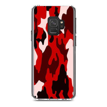 DistinctInk® Clear Shockproof Hybrid Case for Apple iPhone / Samsung Galaxy / Google Pixel - Red Black Camouflage