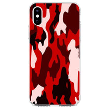 DistinctInk® Clear Shockproof Hybrid Case for Apple iPhone / Samsung Galaxy / Google Pixel - Red Black Camouflage