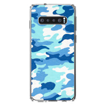DistinctInk® Clear Shockproof Hybrid Case for Apple iPhone / Samsung Galaxy / Google Pixel - Blue White Camouflage