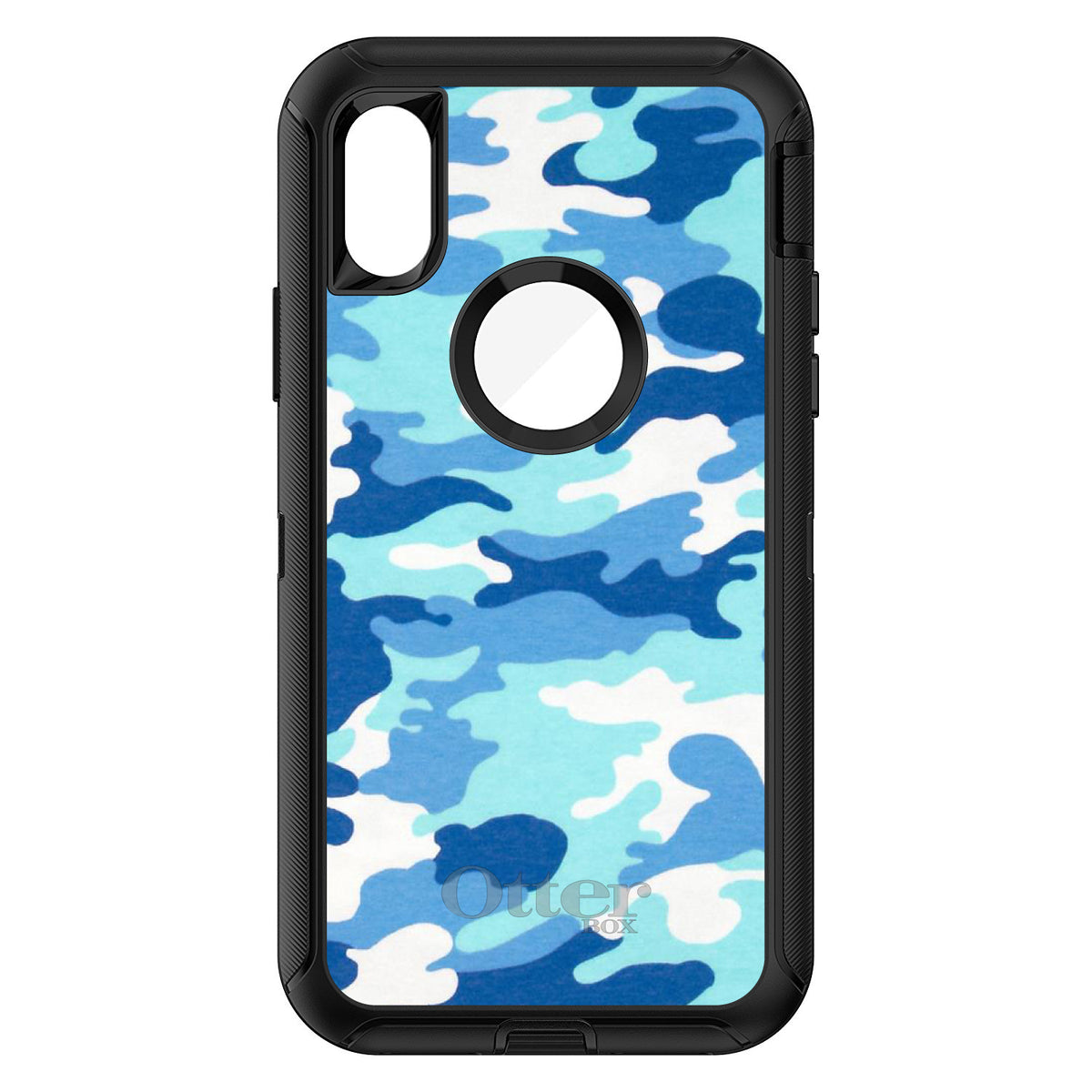 Blue White Camouflage OtterBox Defender Case for iPhone & Galaxy, view 3