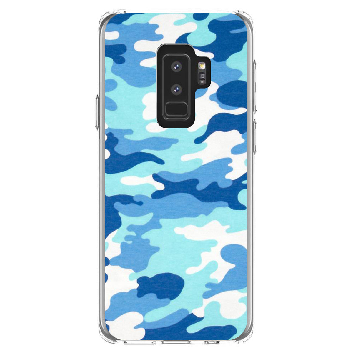 Blue White Camouflage Clear Shockproof iPhone Case, view 20