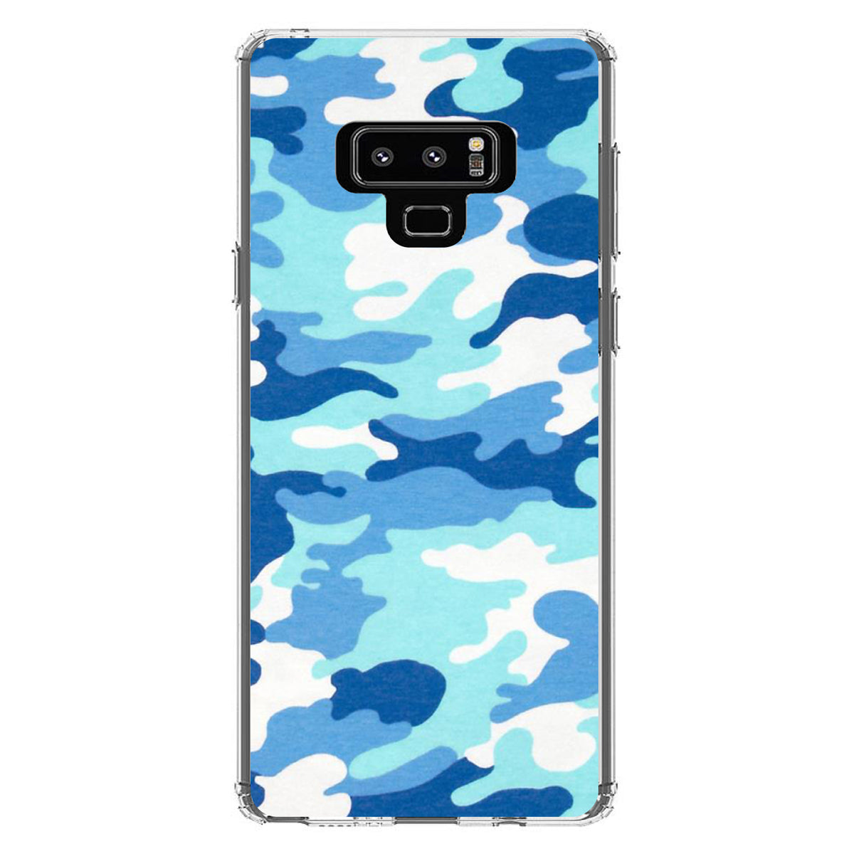 Blue White Camouflage Clear Shockproof iPhone Case, view 11