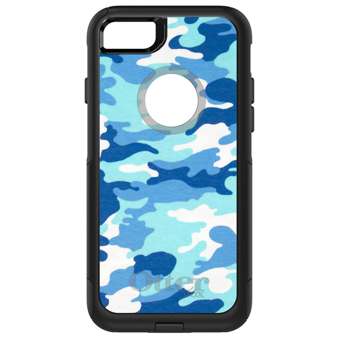 DistinctInk OtterBox Commuter Series Case for Apple iPhone or Samsung Galaxy - Blue White Camouflage