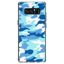 DistinctInk® Clear Shockproof Hybrid Case for Apple iPhone / Samsung Galaxy / Google Pixel - Blue White Camouflage