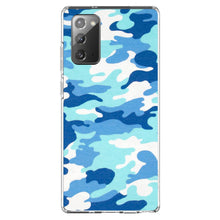 DistinctInk® Clear Shockproof Hybrid Case for Apple iPhone / Samsung Galaxy / Google Pixel - Blue White Camouflage