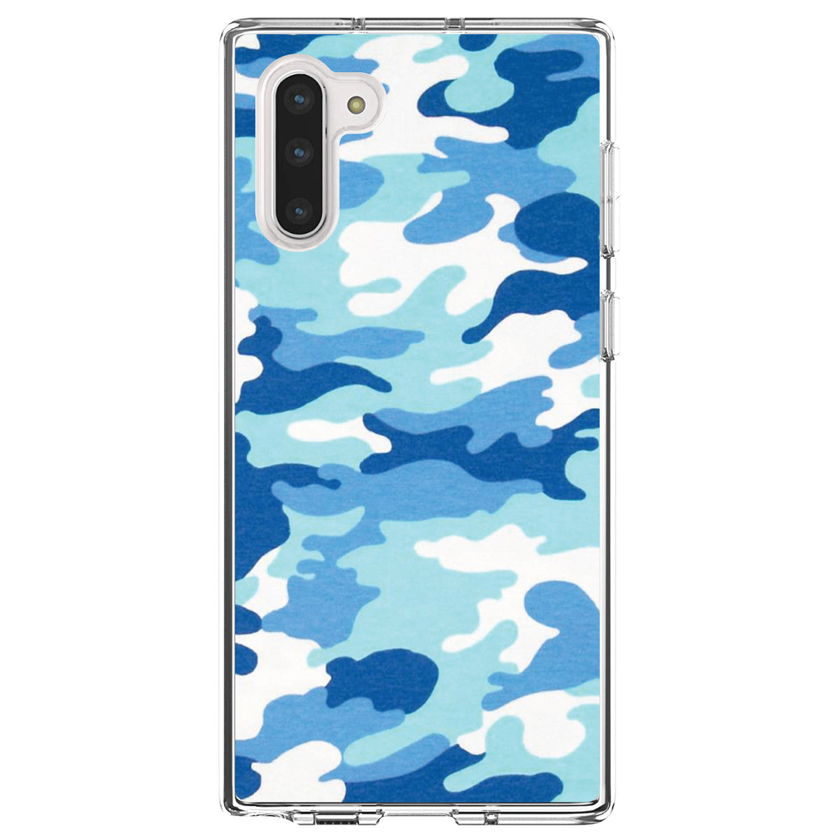Blue White Camouflage Clear Shockproof iPhone Case, view 9