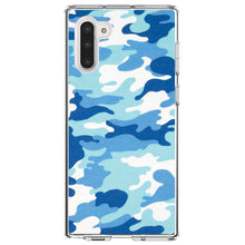 DistinctInk® Clear Shockproof Hybrid Case for Apple iPhone / Samsung Galaxy / Google Pixel - Blue White Camouflage