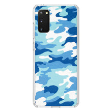 DistinctInk® Clear Shockproof Hybrid Case for Apple iPhone / Samsung Galaxy / Google Pixel - Blue White Camouflage