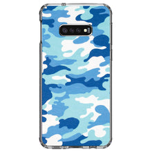 DistinctInk® Clear Shockproof Hybrid Case for Apple iPhone / Samsung Galaxy / Google Pixel - Blue White Camouflage