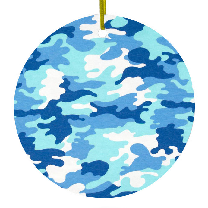 Blue White Camouflage Ceramic Ornament