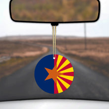 DistinctInk® Hanging Ceramic Christmas Tree Ornament with Gold String - Great Gift / Present - 2 3/4 inch Diameter - Arizona State Flag