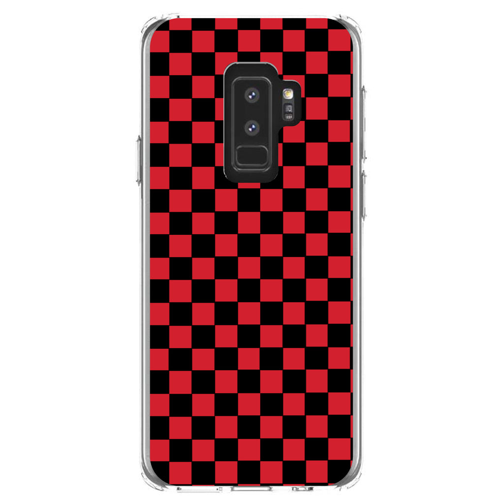 Red Black Checkered Flag Geometric Clear Shockproof iPhone Case, view 20