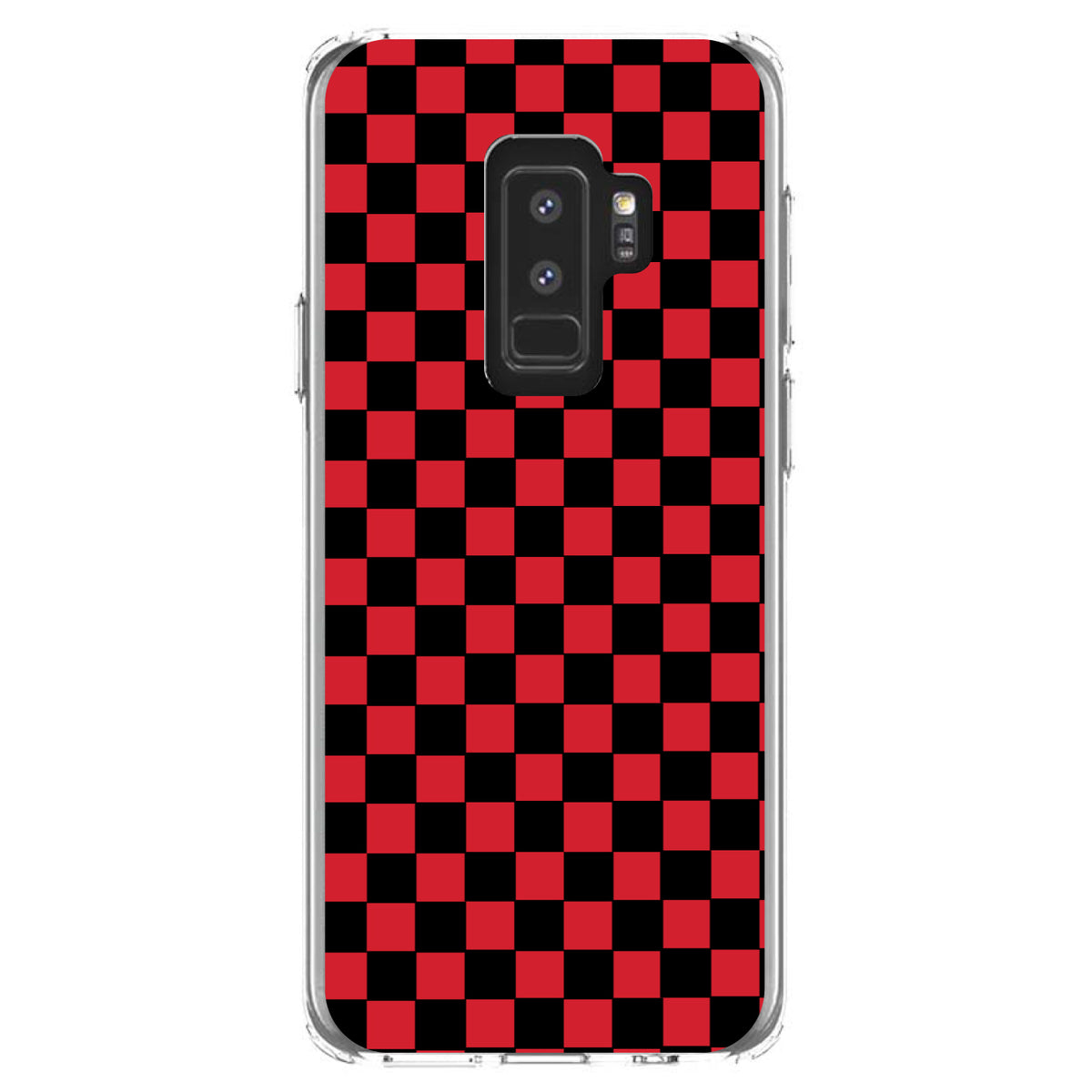 Red Black Checkered Flag Geometric Clear Shockproof iPhone Case, view 20