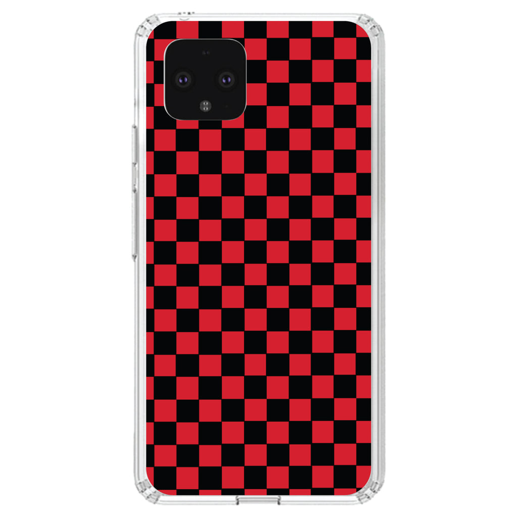 Red Black Checkered Flag Geometric Clear Shockproof iPhone Case, view 23