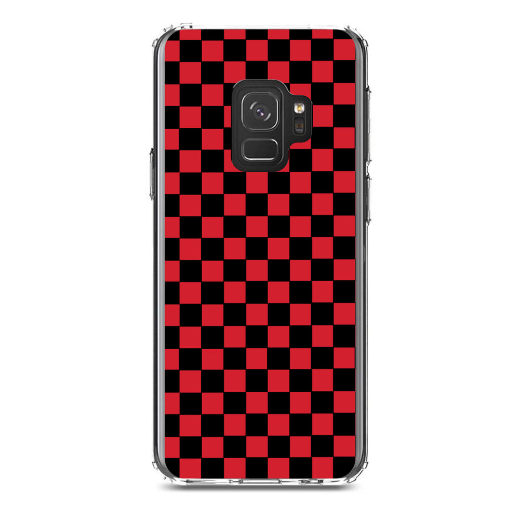 Red Black Checkered Flag Geometric Clear Shockproof iPhone Case, view 19