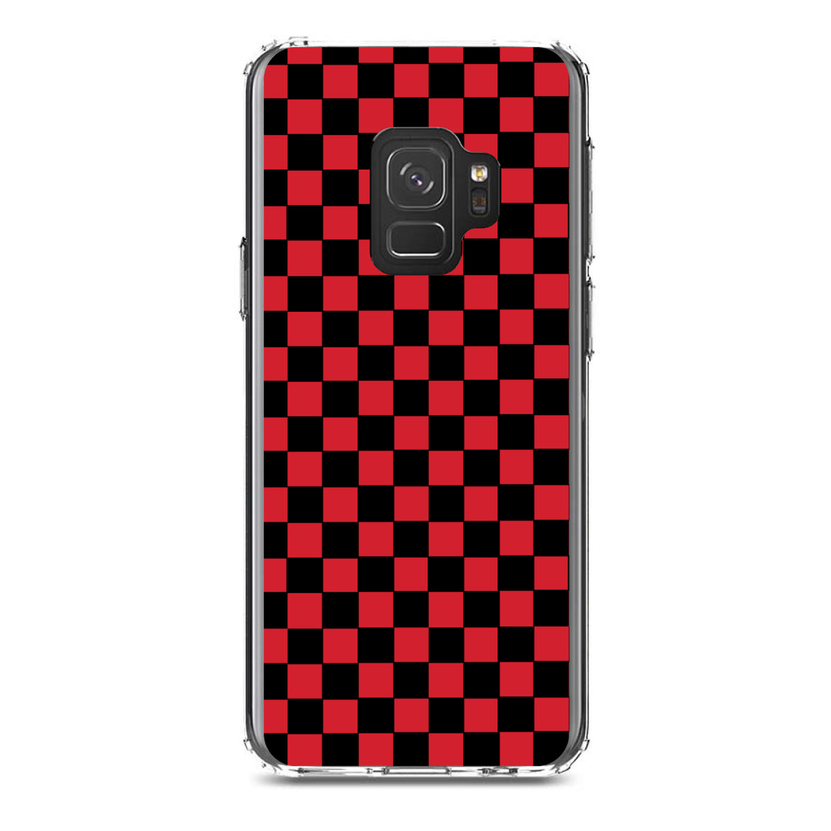 Red Black Checkered Flag Geometric Clear Shockproof iPhone Case, view 19