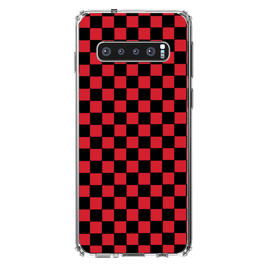 Red Black Checkered Flag Geometric Clear Shockproof iPhone Case, view 17