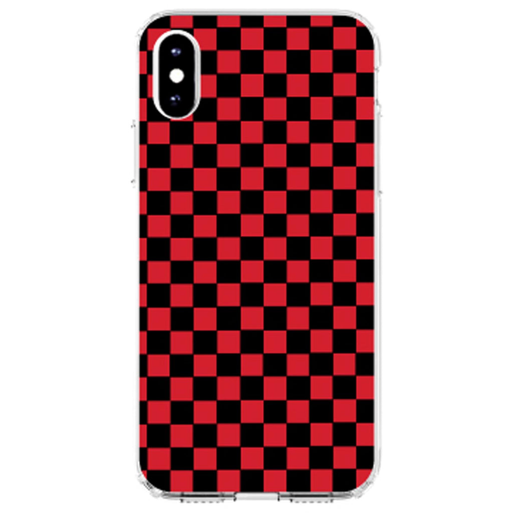 Red Black Checkered Flag Geometric Clear Shockproof iPhone Case, view 2