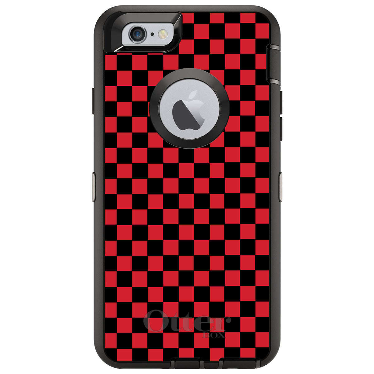 Red Black Checkered Flag Geometric OtterBox Defender Case for iPhone & Galaxy, view 4