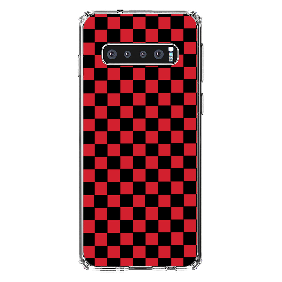 Red Black Checkered Flag Geometric Clear Shockproof iPhone Case, view 16