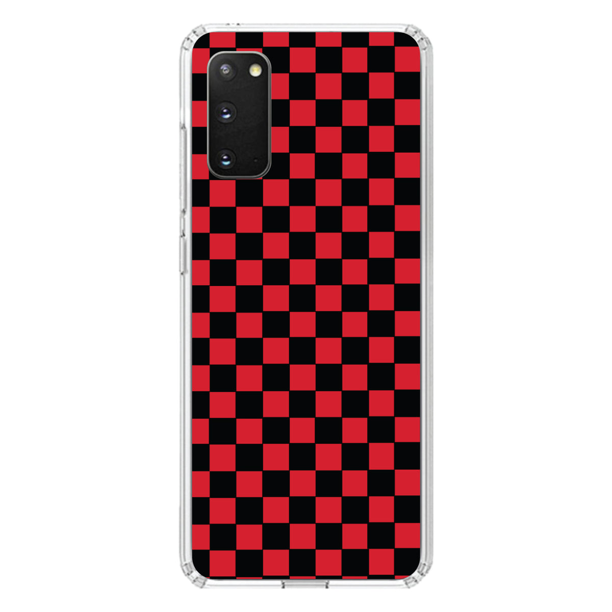 Red Black Checkered Flag Geometric Clear Shockproof iPhone Case, view 15