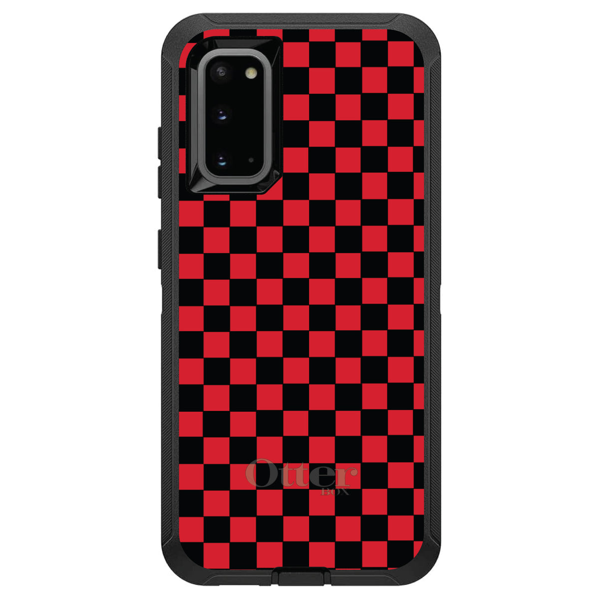 Red Black Checkered Flag Geometric OtterBox Defender Case for iPhone & Galaxy, view 5