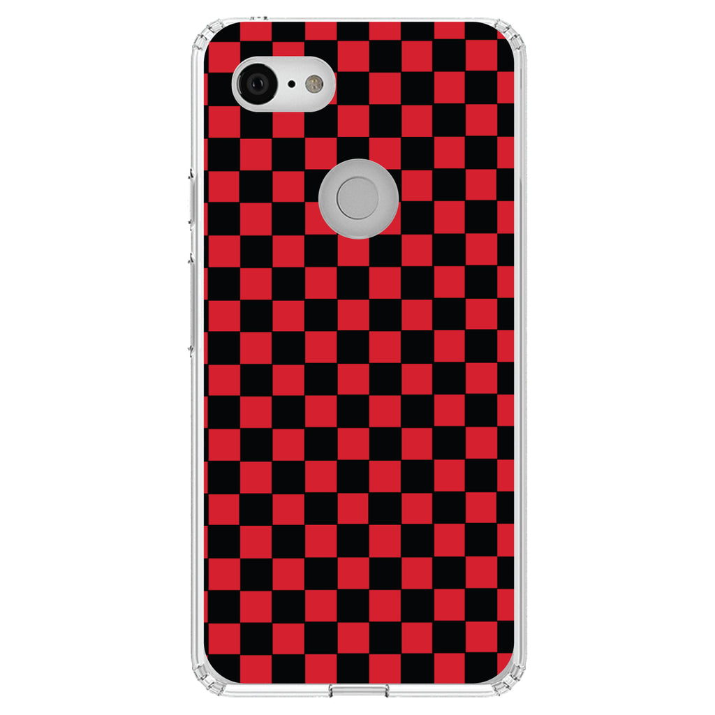Red Black Checkered Flag Geometric Clear Shockproof iPhone Case, view 22